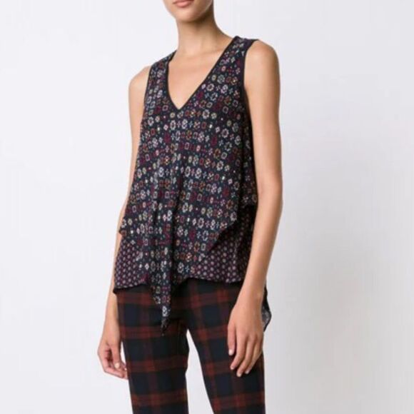 Derek Lam 10 Crosby Bandana Print Sleeveless Silk Blouse - Picture 5 of 9